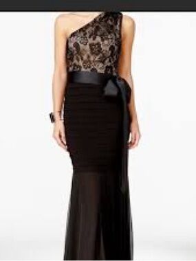 Cache Black One-Shoulder Trumpet Dress Sz 8